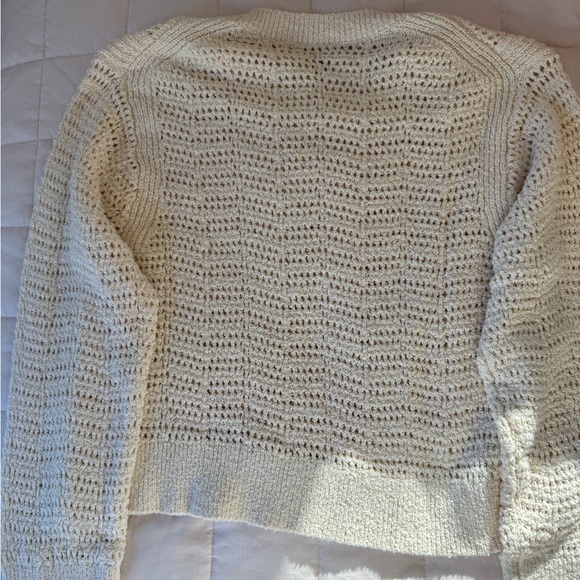 J. Crew Pointelle Cream Crewneck Sweater - Picture 6 of 8